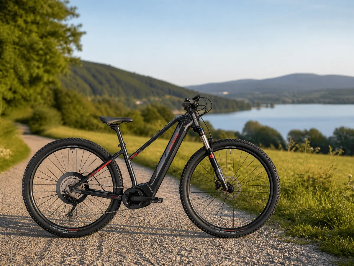 Conway E-Mountainbike auf einem Radweg am Ammersee